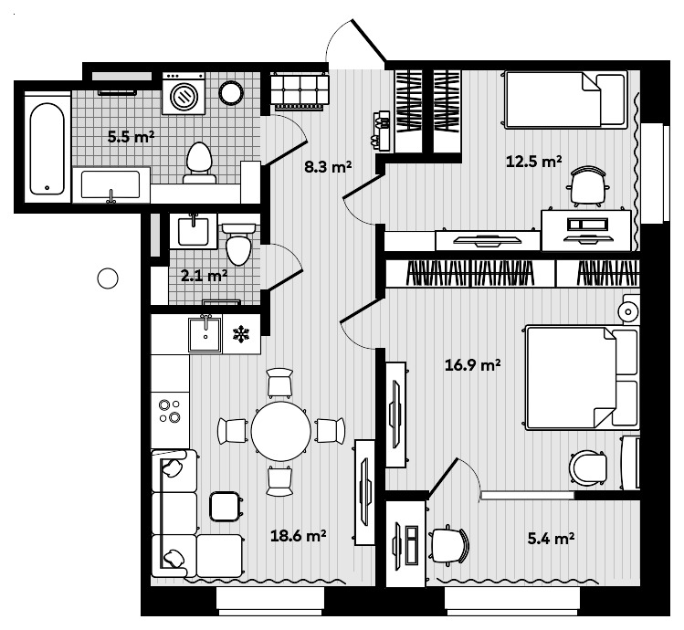 2-комнатная, 66.76 м², № 1707 в Секвойя