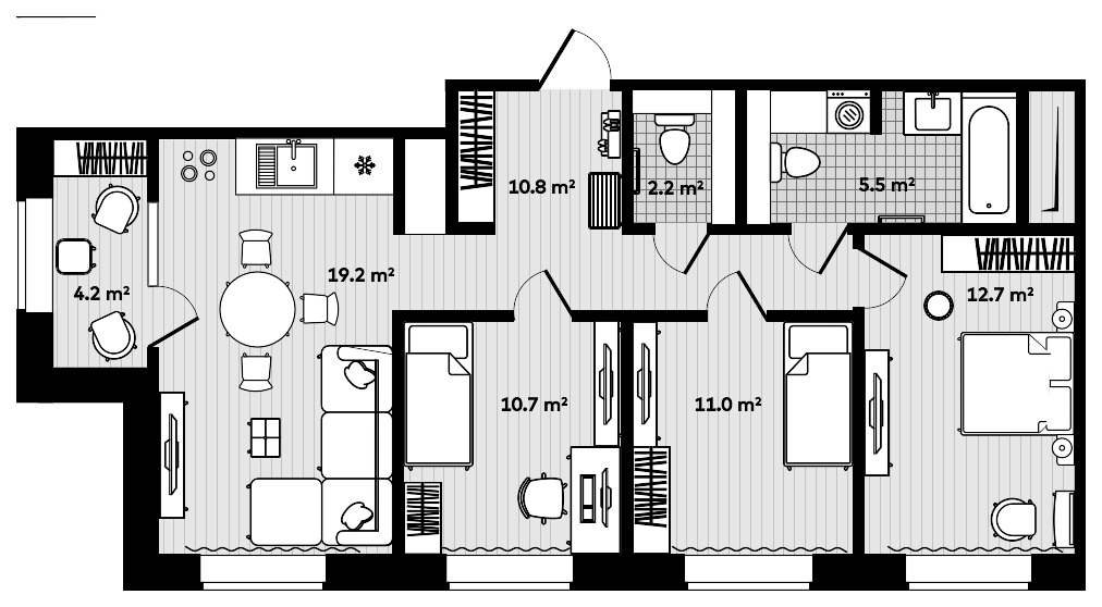 3-комнатная, 75.97 м², № 1910 в Секвойя